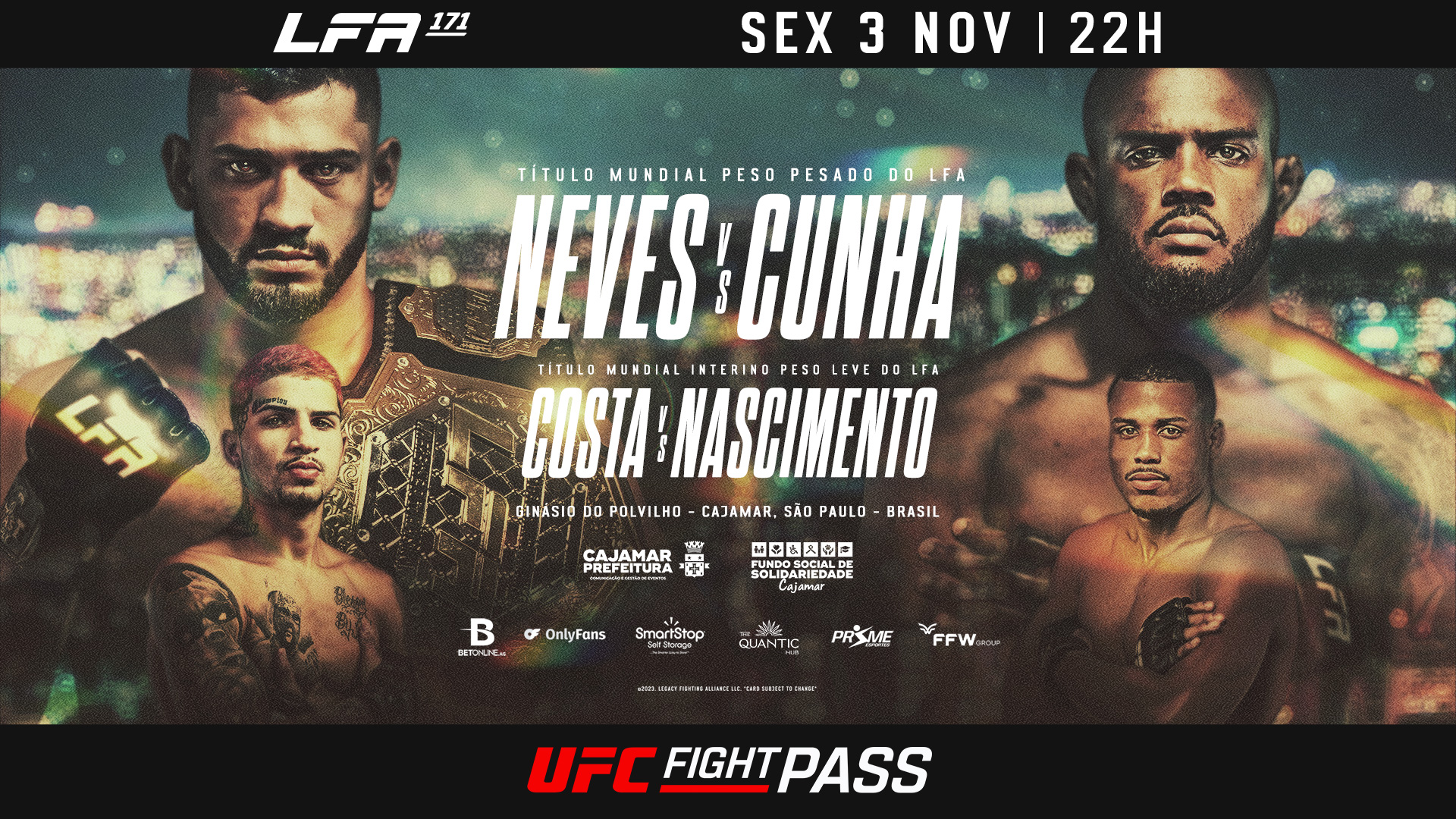 LFA 171 terá dois cinturões em disputa - Divulgação/LFA Brasil