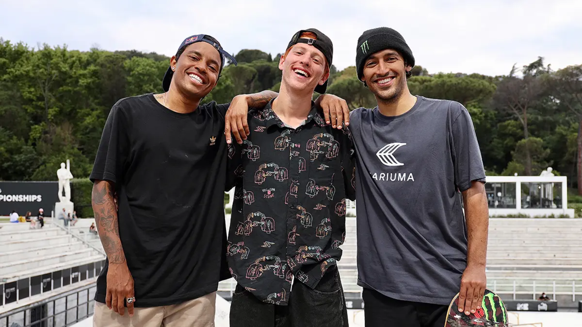 Felipe, Giovanni e Kelvin: trio que brigará por medalhas em Tóquio na categoria Street - Foto: CBSk