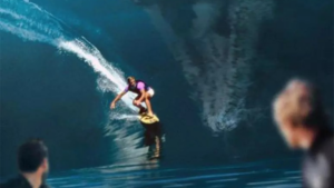 Felipe Cesarano surfando na praia de Jaws, no Havaí, em 2016 - Foto: Divulgação/Universal Pictures / Pipoca Moderna
