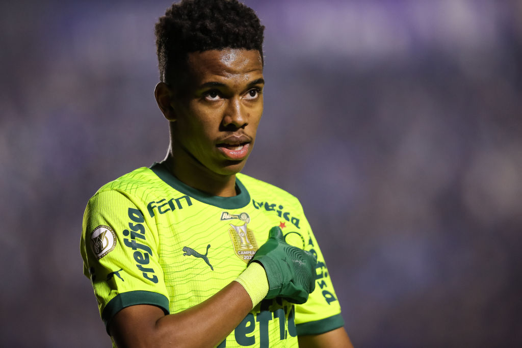 Estêvão comemora gol de empate do Palmeiras contra o Grêmio - Getty Images