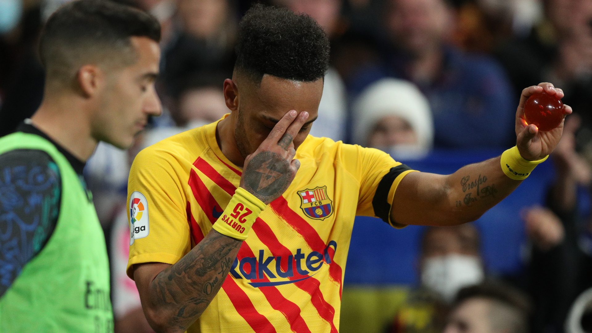 Aubameyang, jogador do Barcelona - Getty Images