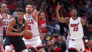 Giannis Antetokounmpo e Jimmy Butler comandaram as vitórias de Bucks e Heat - GettyImages