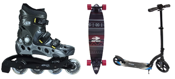 Patins, skates, patinetes, tênis e outros itens para se exercitar ao ar livre - Reprodução/Amazon