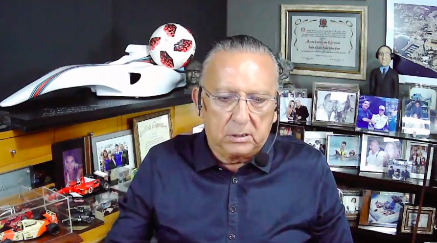 Galvão Bueno durante o'Bem, Amigo' - Transmissão TV Globo