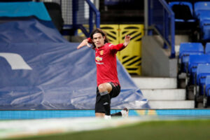 Cavani comemorando o gol pelo Manchester United - GettyImages