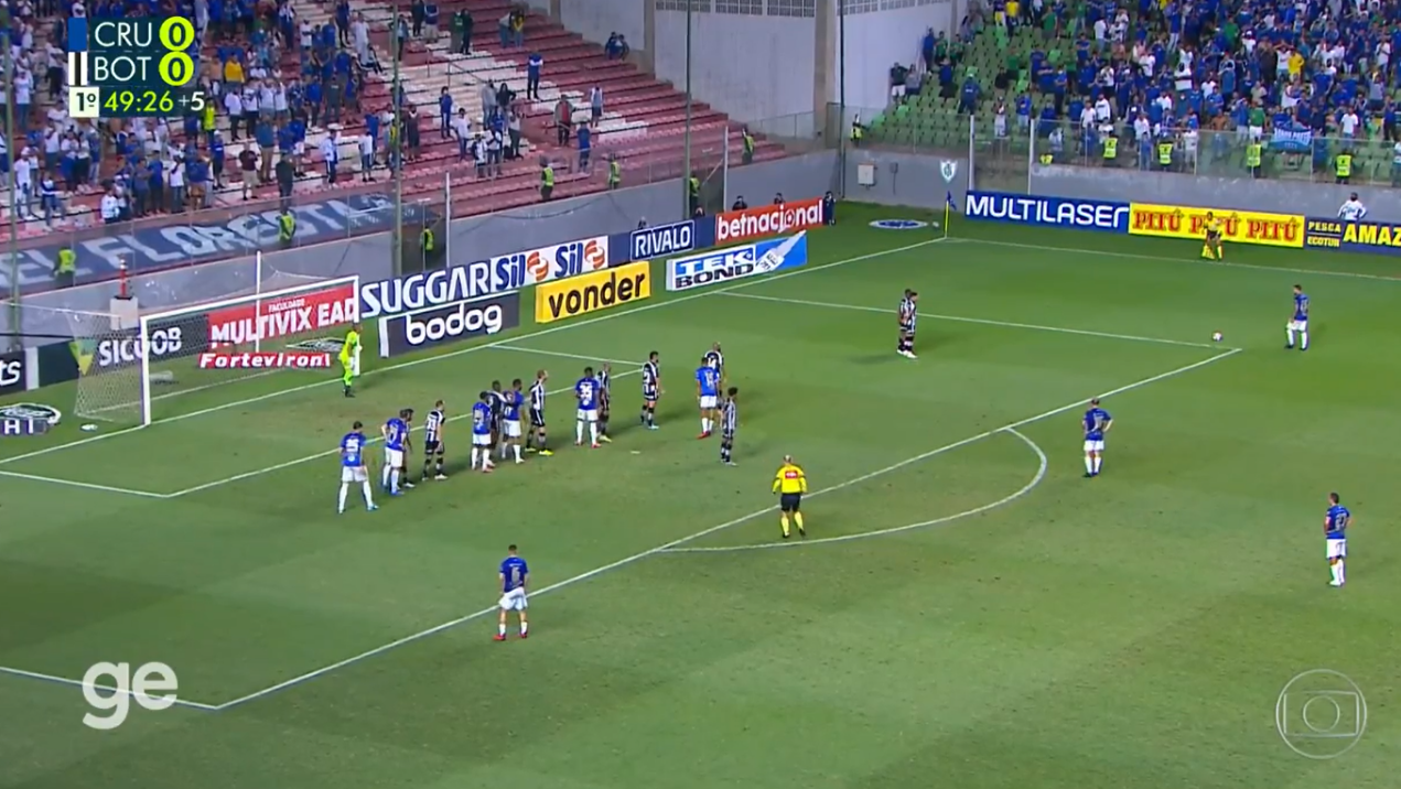Jogadores de Cruzeiro e Botafogo em campo pelo Brasileirão - Transmissão Premiere