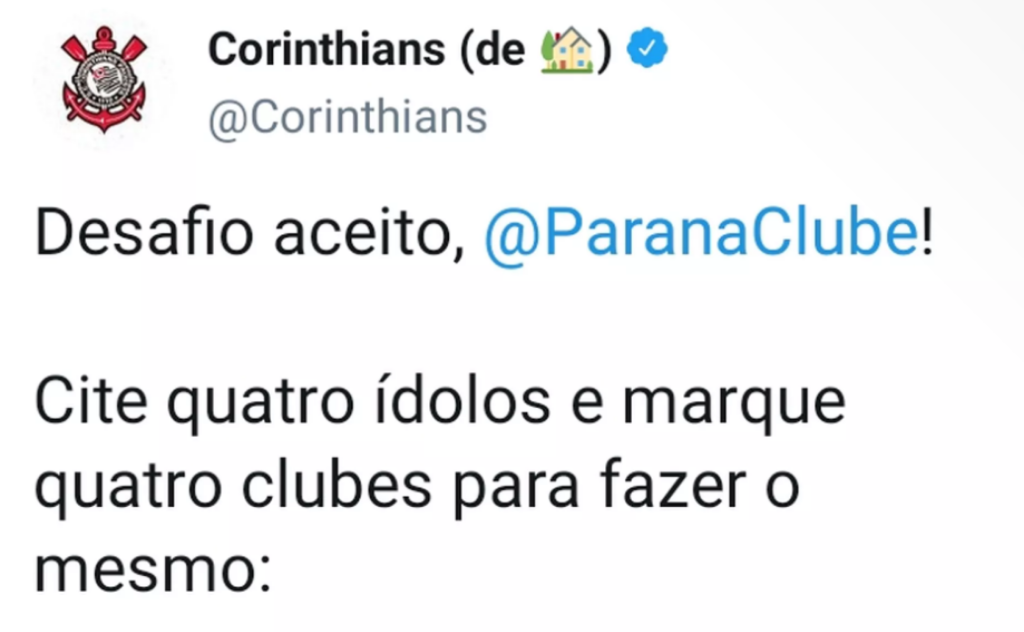 Clubes aceitam desafio e citam nomes de grandes ídolos no Twitter - Twitter
