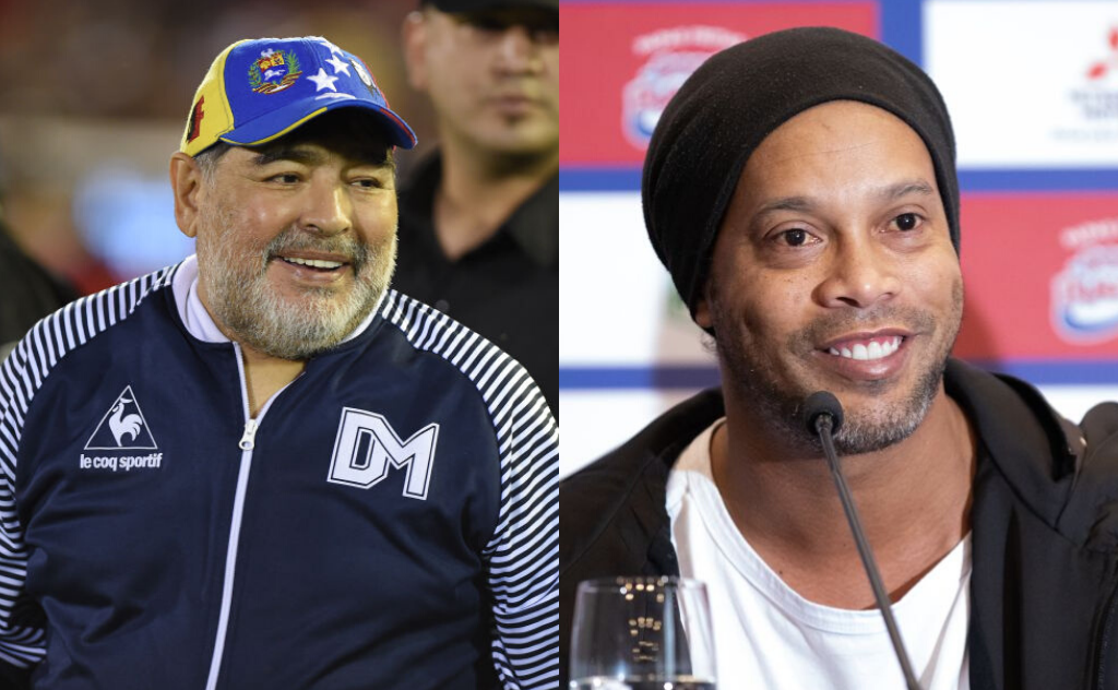 Maradona demonstra apoio a Ronaldinho Gaúcho pelas redes sociais - GettyImages