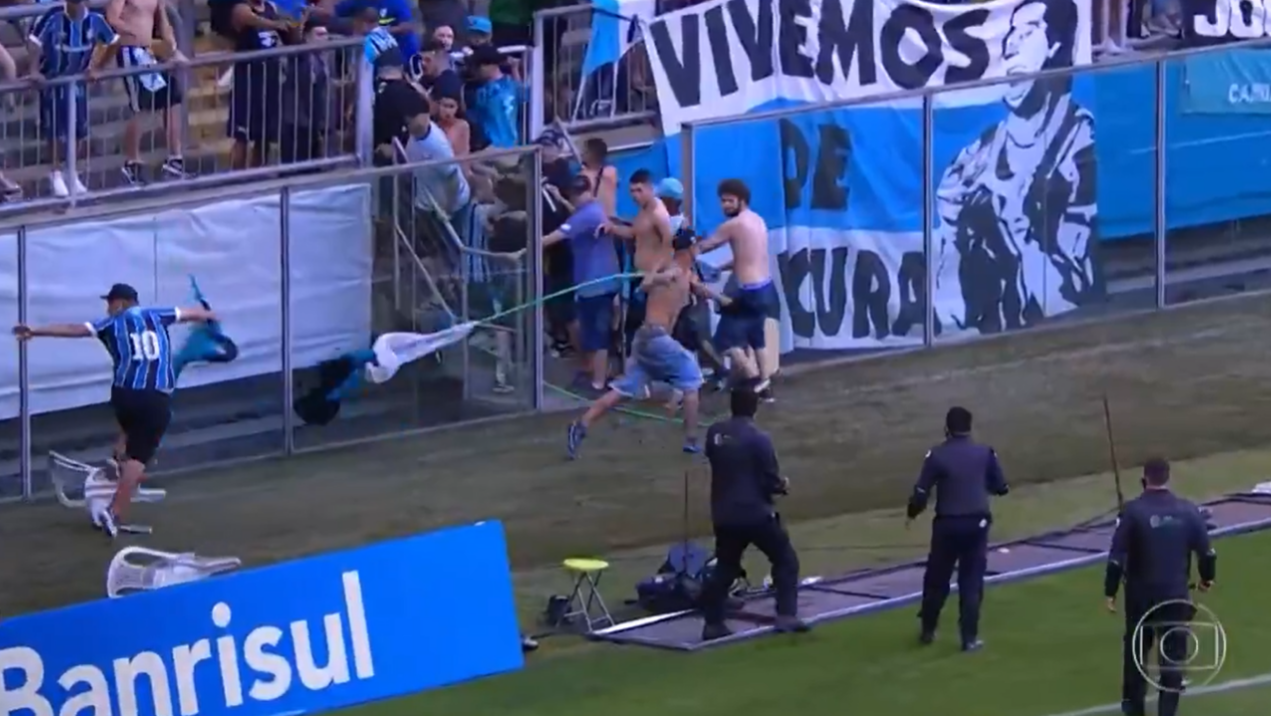 Grêmio terá de jogar sem torcida após invasão de torcedores na Arena - Transmissão TV Globo