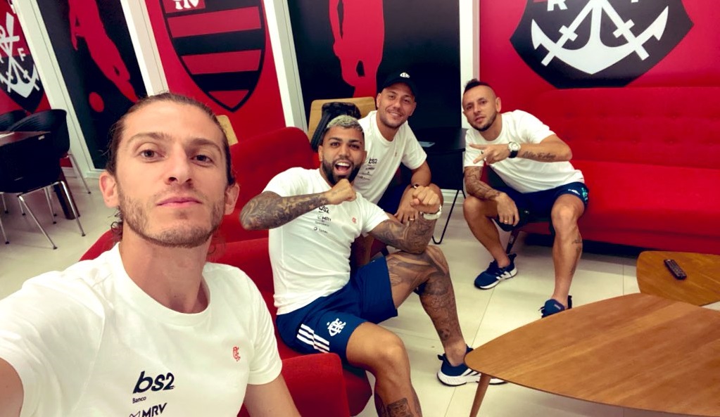 Filipe Luís, Gabigol, Diego Alves e Rafinha - Twitter