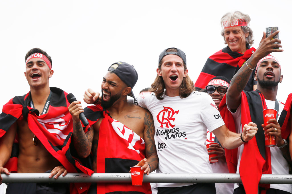 Jogadores do Flamengo comemorando título da Libertadores, no Rio de Janeiro - GettyImages