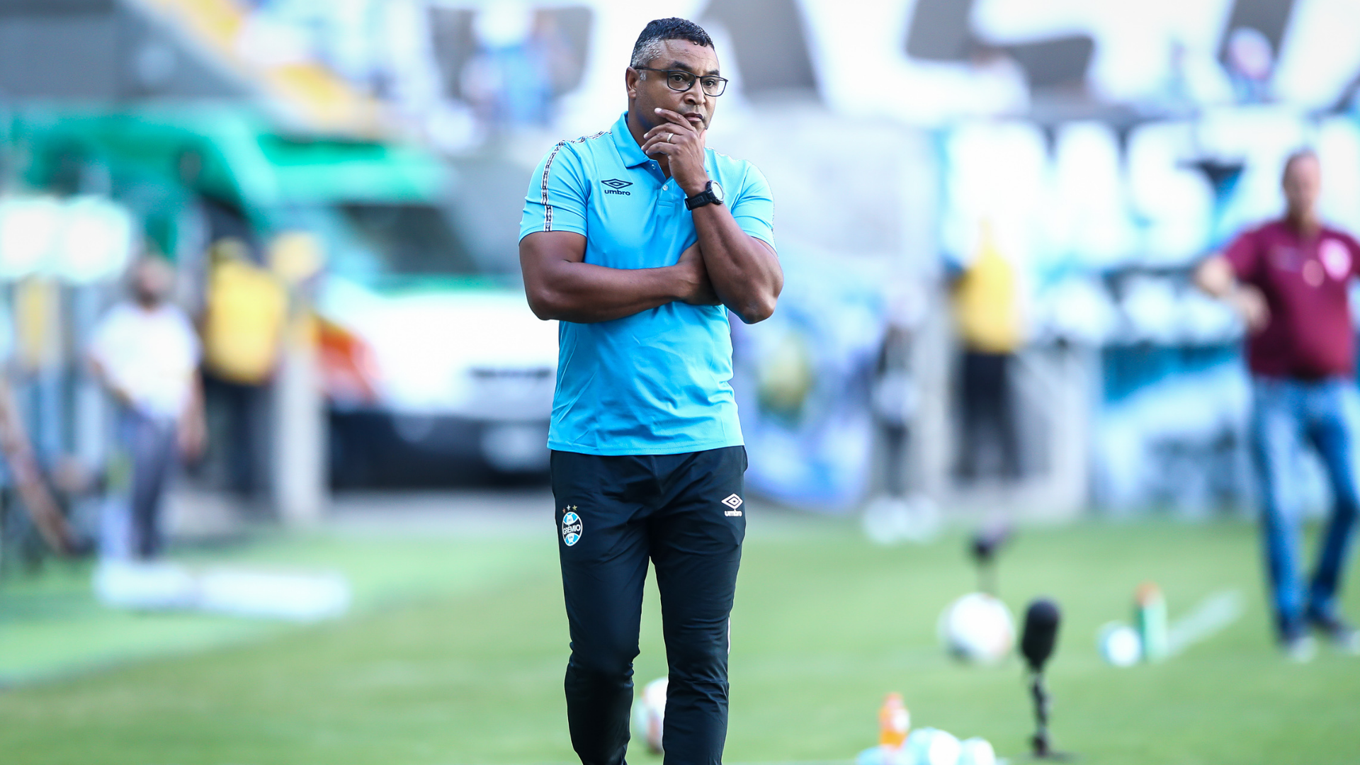 O Grêmio vai encarar o Internacional e, antes do Gre-Nal, o elenco recebeu elogios de Roger Machado - Lucas Uebel / Grêmio