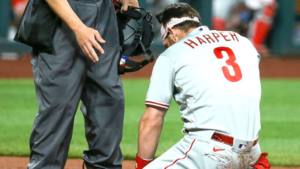 Bryce Harper, jogador de beisebol que teve o rosto atingido pela bola em alta velocidade - GettyImages