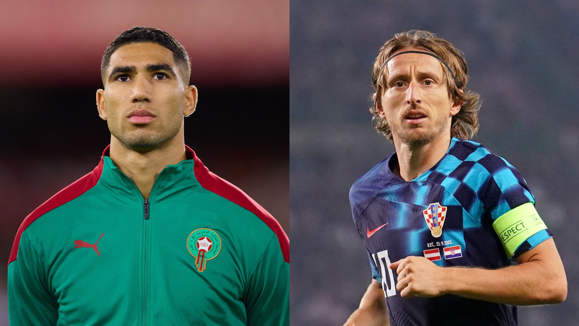 Hakimi, do Marrocos, e Modric, da Croácia - Fran Santiago, Christian Hofer / Getty Images