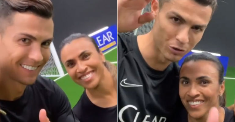 Cristiano Ronaldo e Marta posam para uma campanha publicitária - Instagram