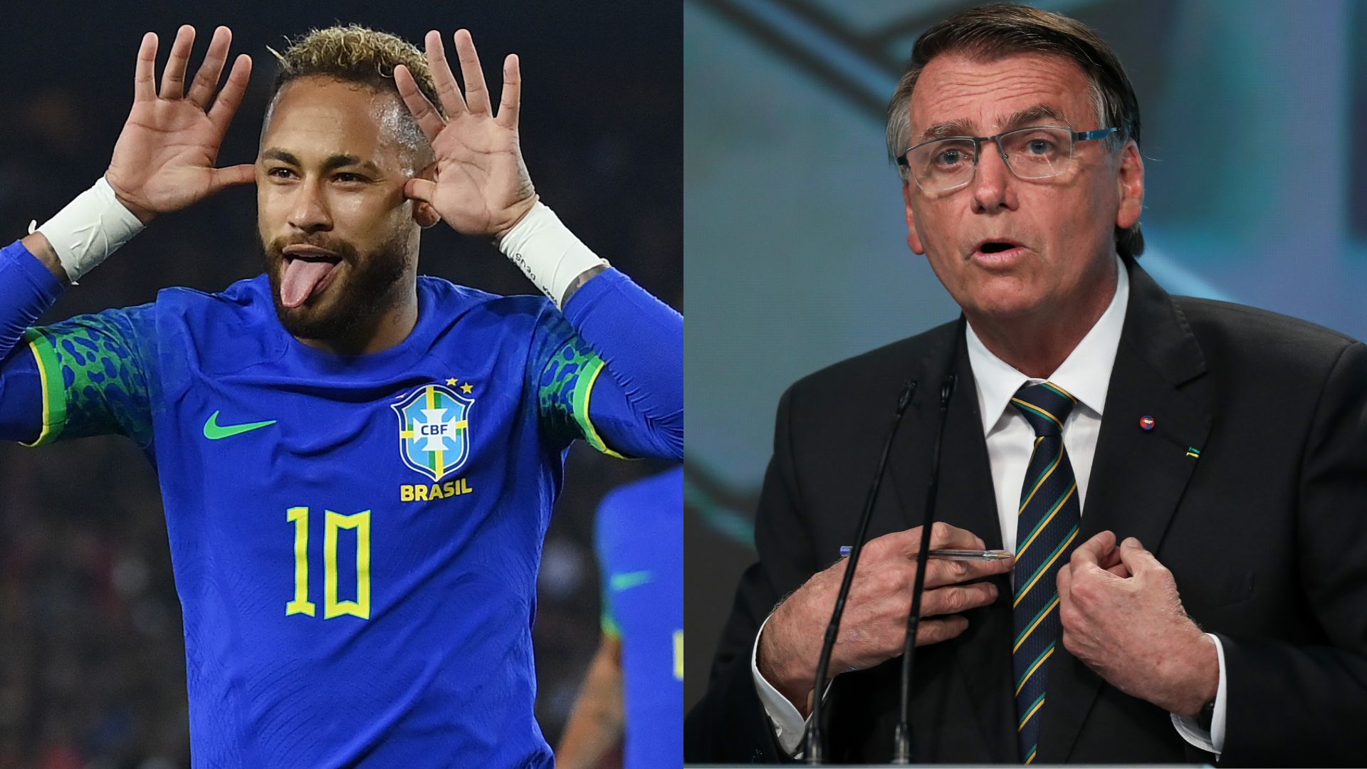 Neymar, da Seleção Brasileira, e Jair Bolsonaro, presidente da República - Getty Images