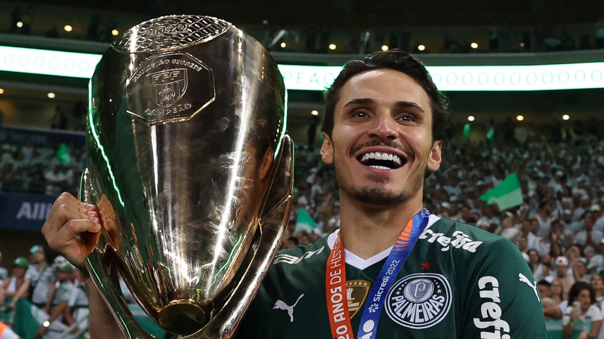 Raphael Veiga provocou os torcedores do São Paulo após a virada do Palmeiras no Paulistão - Cesar Greco / Palmeiras