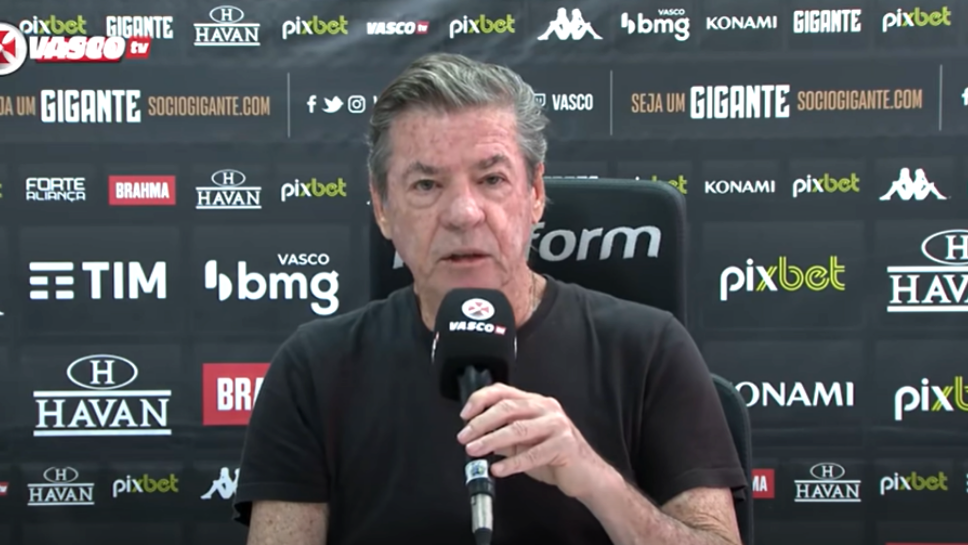 Jorge Salgado, presidente do Vasco durante entrevista coletiva - Reprodução/Vasco TV