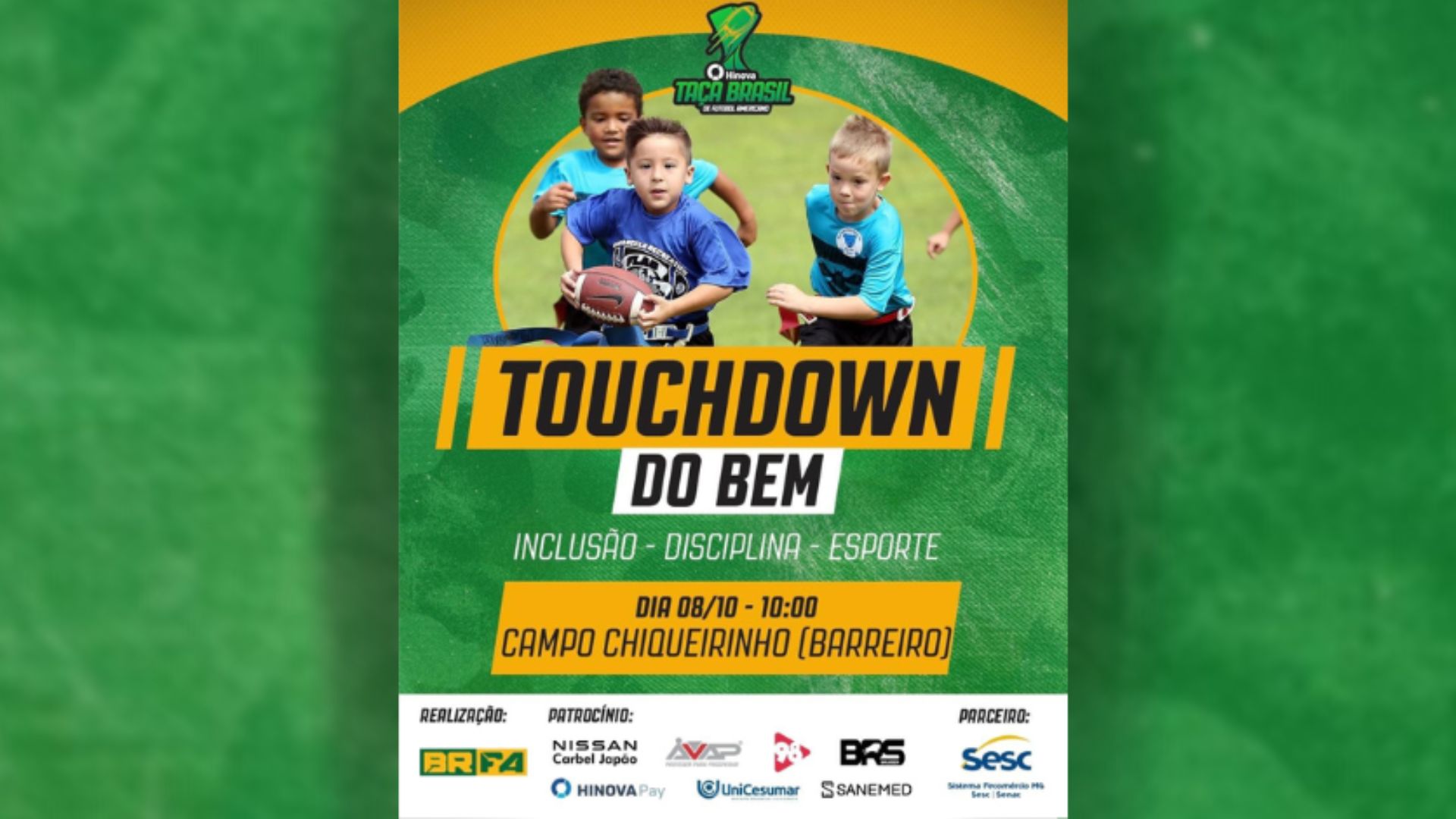 Grupo Brasil FA e Taça Brasil Hinova lançam projeto para ensinar flag football a crianças - Divulgação