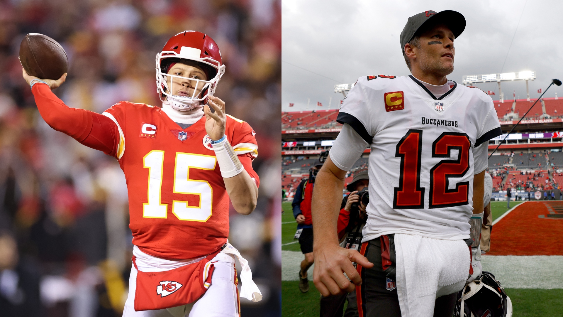 Montagem com Patrick Mahomes e Tom Brady - Getty Images