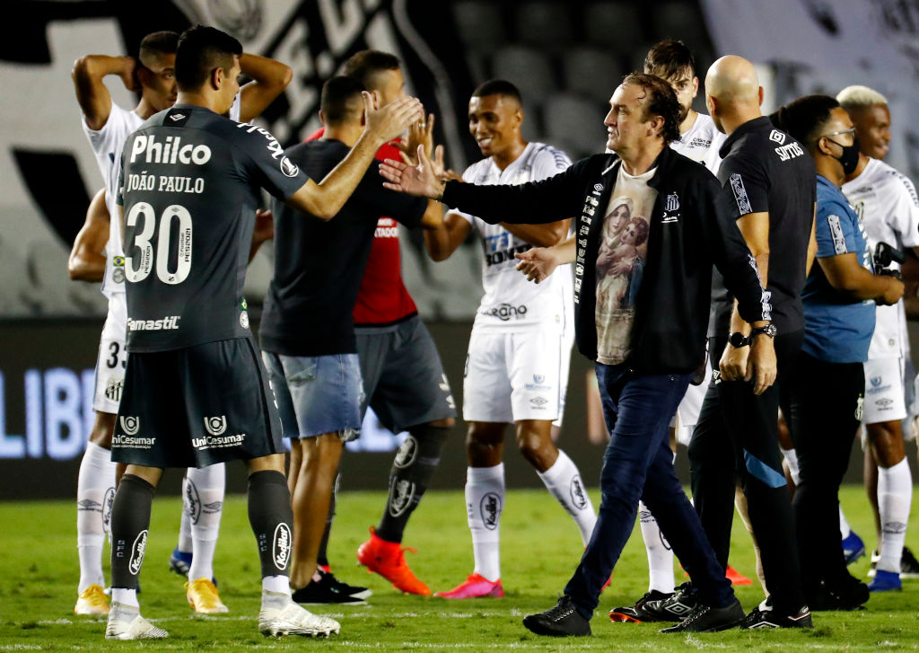 Jogadores do Santos comemorando após partida na Vila Belmiro - GettyImages