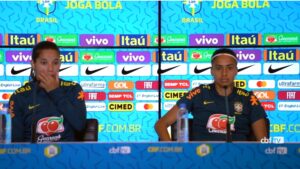 {} - Andressa Alves e Millene (Crédito: Reprodução/CBF TV)