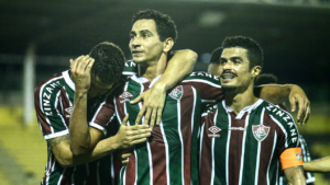 Jogadores do Fluminense comemorando o gol diante do Macaé - Lucas Merçon / Ffluminense F.C. / Fotos Públicas
