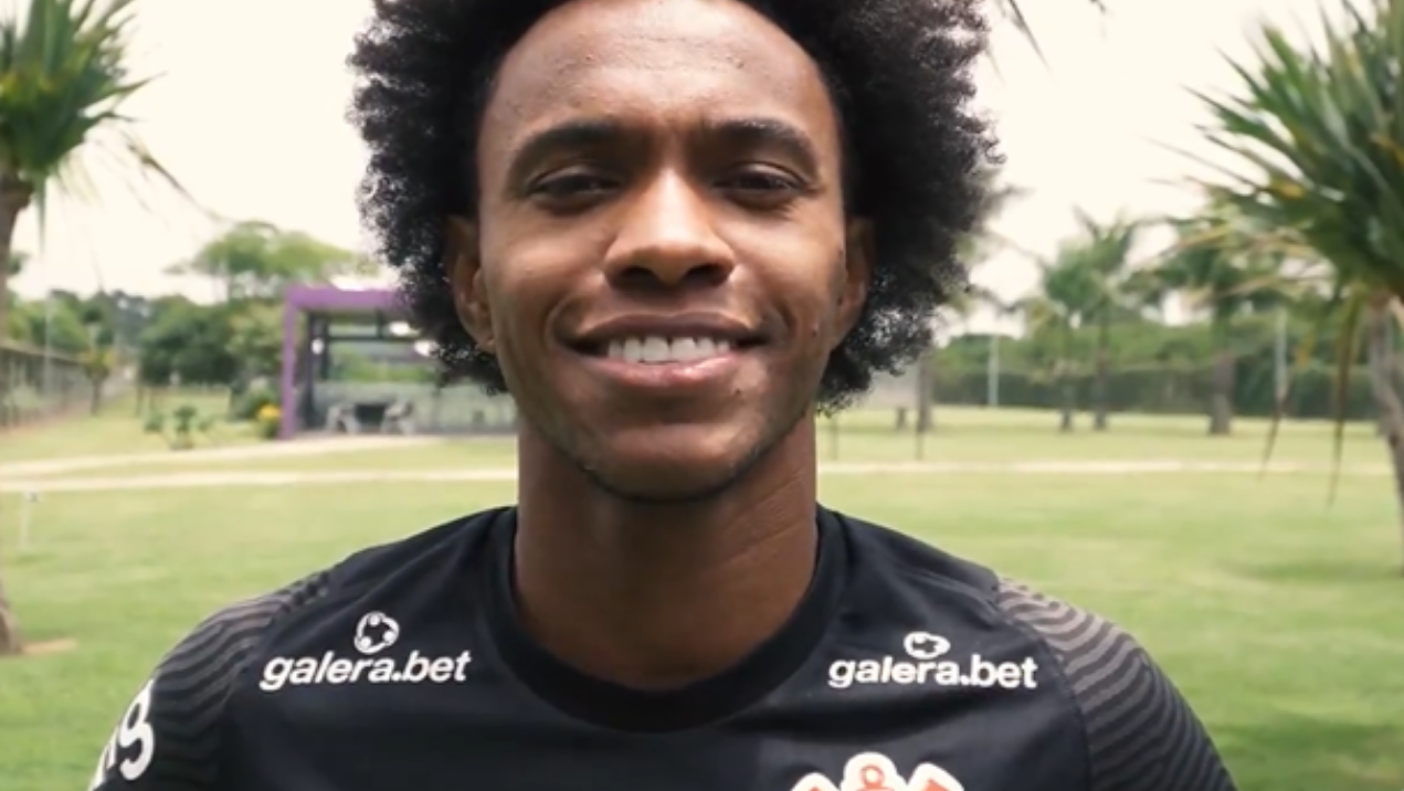 Willian e Giuliano mandam recado para a torcida do Corinthians antes de jogo na Arena - Twitter/ Corinthians