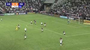 Jogadores de Corinthians e Ferroviária em campo na partida pelo Paulistão - Transmissão Premiere