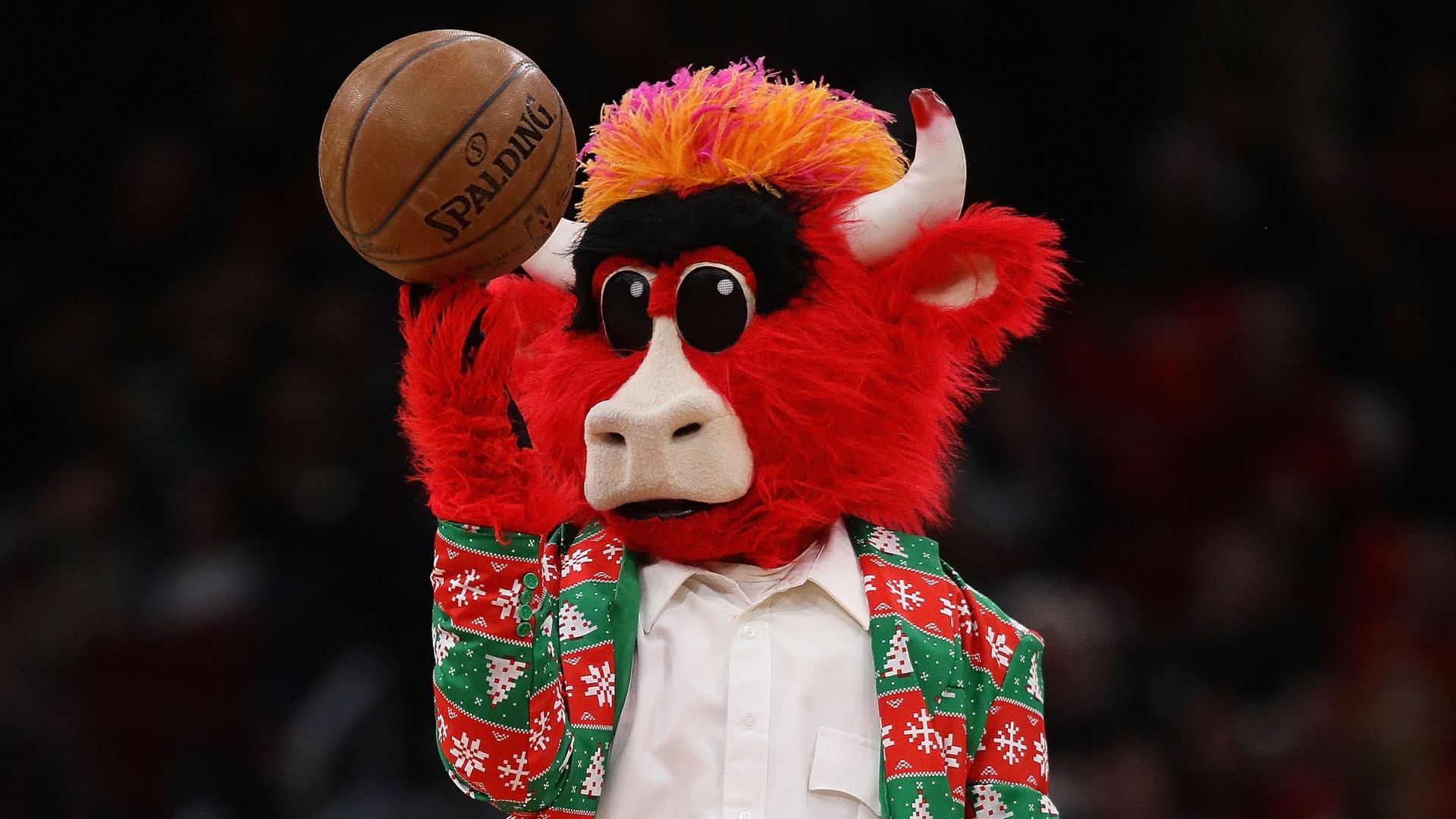 Benny, mascote do Chicago Bulls vestido para o Natal - Getty Images
