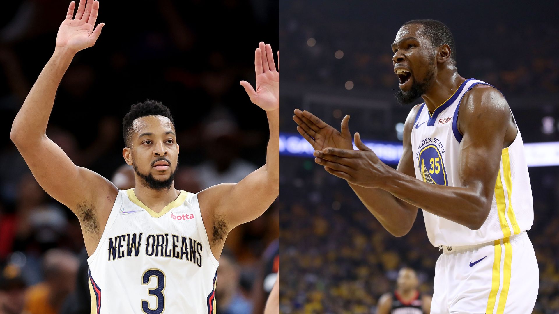 McCollum e Kevin Durant na NBA - Getty Images