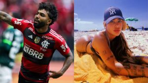 Gabigol e Rafaella, irmã de Neymar (E/D) - Getty Images/Reprodução/Instagram