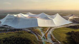 Os escritórios de arquitetura Oualalou+Choi e Populous revelaram as novas imagens do Grand Stade Hassan II, em Marrocos, um projeto ambicioso que promete ser "o maior estádio de futebol do mundo".