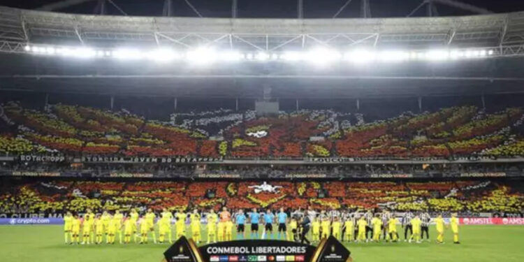 Momento em que o mosaico mostra fênix ressurgindo das cinzas - Foto: Vitor Silva/Botafogo