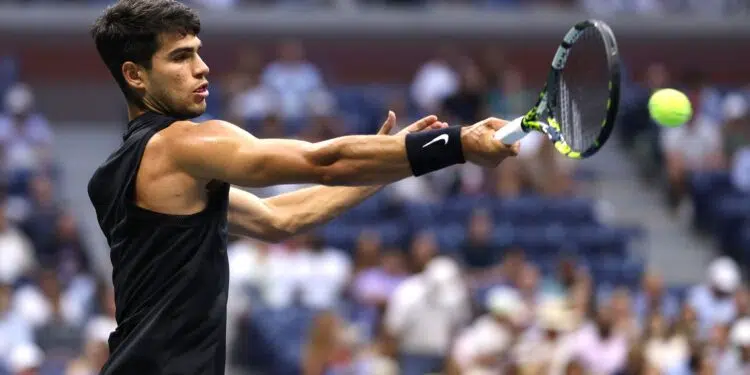 Carlos Alcaraz em sua estreia no US Open (Crédito: Getty Images)