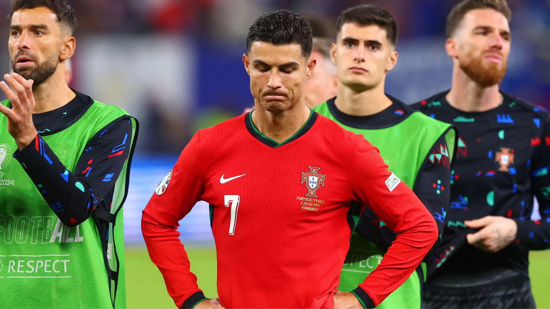 Cristiano Ronaldo após a eliminação de Portugal na Euro 2024 (Crédito: Getty Images)