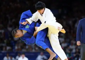 Rafaela durante a luta do bronze (Crédito: Getty Images)