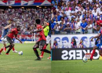 O Bahia visita a equipe goiana para tentar entrar de vez na briga pelo título brasileiro (Crédito: Atlético-GO e Rafael Rodrigues/EC Bahia - Flickr)