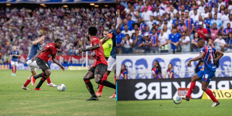 O Bahia visita a equipe goiana para tentar entrar de vez na briga pelo título brasileiro (Crédito: Atlético-GO e Rafael Rodrigues/EC Bahia - Flickr)