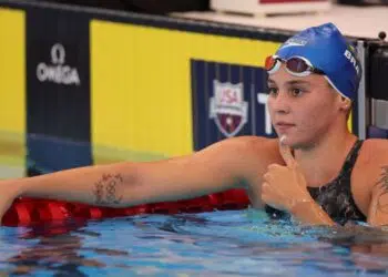 Bia Dizotti foi a primeira nadadora brasileira a participar de uma final desta modalidade (Crédito: Getty Images)