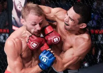 Higo vai encarar o campeão Patchy Mix pelo título do peso-galo em novembro (Crédito: Foto divulgação Bellator)