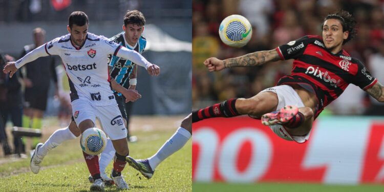 Em situações opostas, o Vitória tenta espantar o fantasma do rebaixamento, enquanto o Flamengo tenta tirar o primeiro lugar de seu rival (Crédito: Victor Ferreira/EC Vitória e Getty Images)