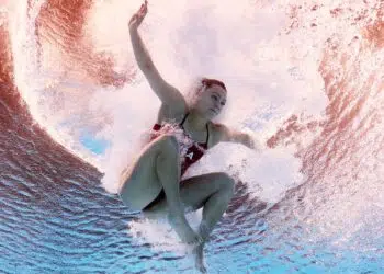 Atleta norte-americana tem nota zero nos saltos ornamentais; veja (Crédito: Getty Images)