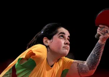 Bruna e sua dupla pararam nas oitavas de final do tênis de mesa (Crédito: Getty Images)