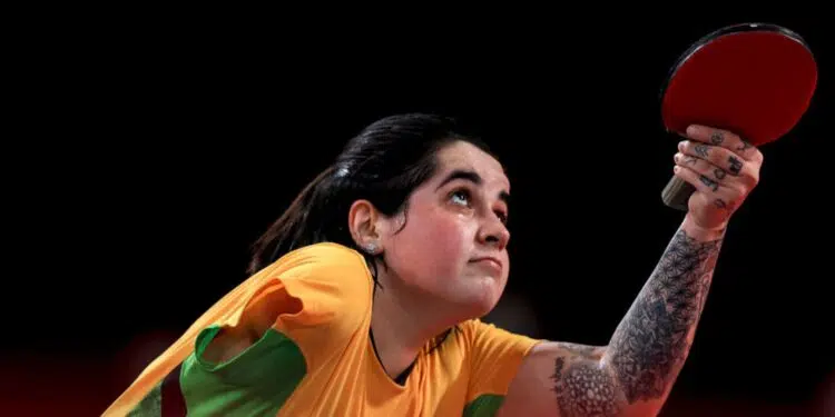 Bruna e sua dupla pararam nas oitavas de final do tênis de mesa (Crédito: Getty Images)