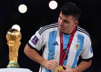 Marcos Acuña na comemoração do título da Copa do Mundo (Crédito: Getty Images)