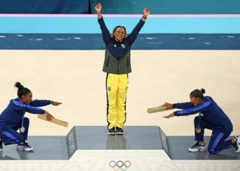 Rebeca Andrade conquistou o ouro pelo Brasil em Paris 2024 (Crédito: Getty Images)