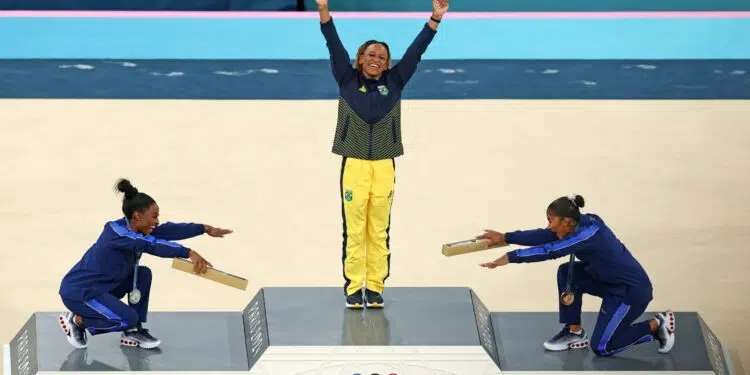 Rebeca Andrade conquistou o ouro pelo Brasil em Paris 2024 (Crédito: Getty Images)