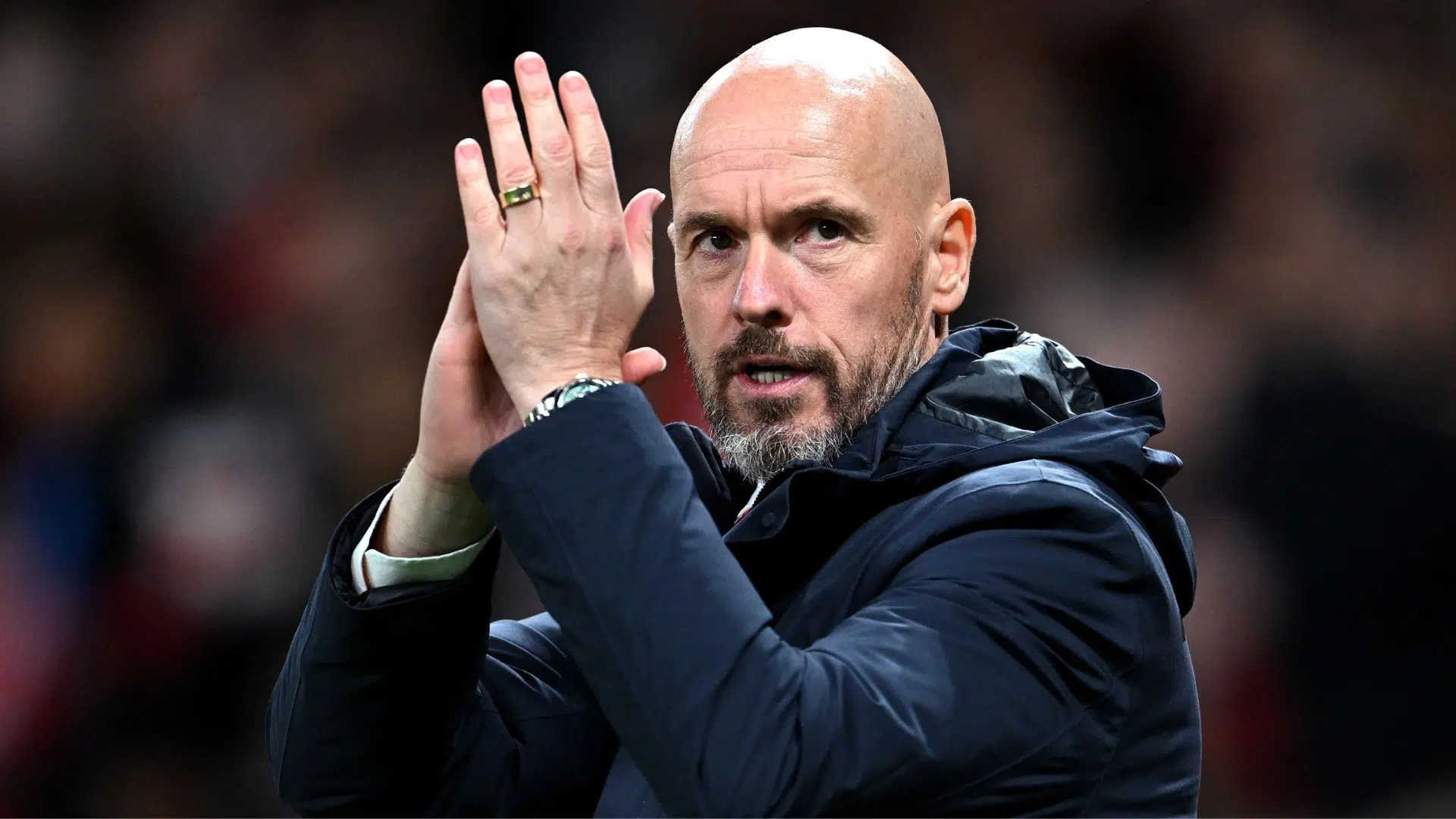 Erik Ten Hag no Old Trafford, durante a partida contra o Fulham 