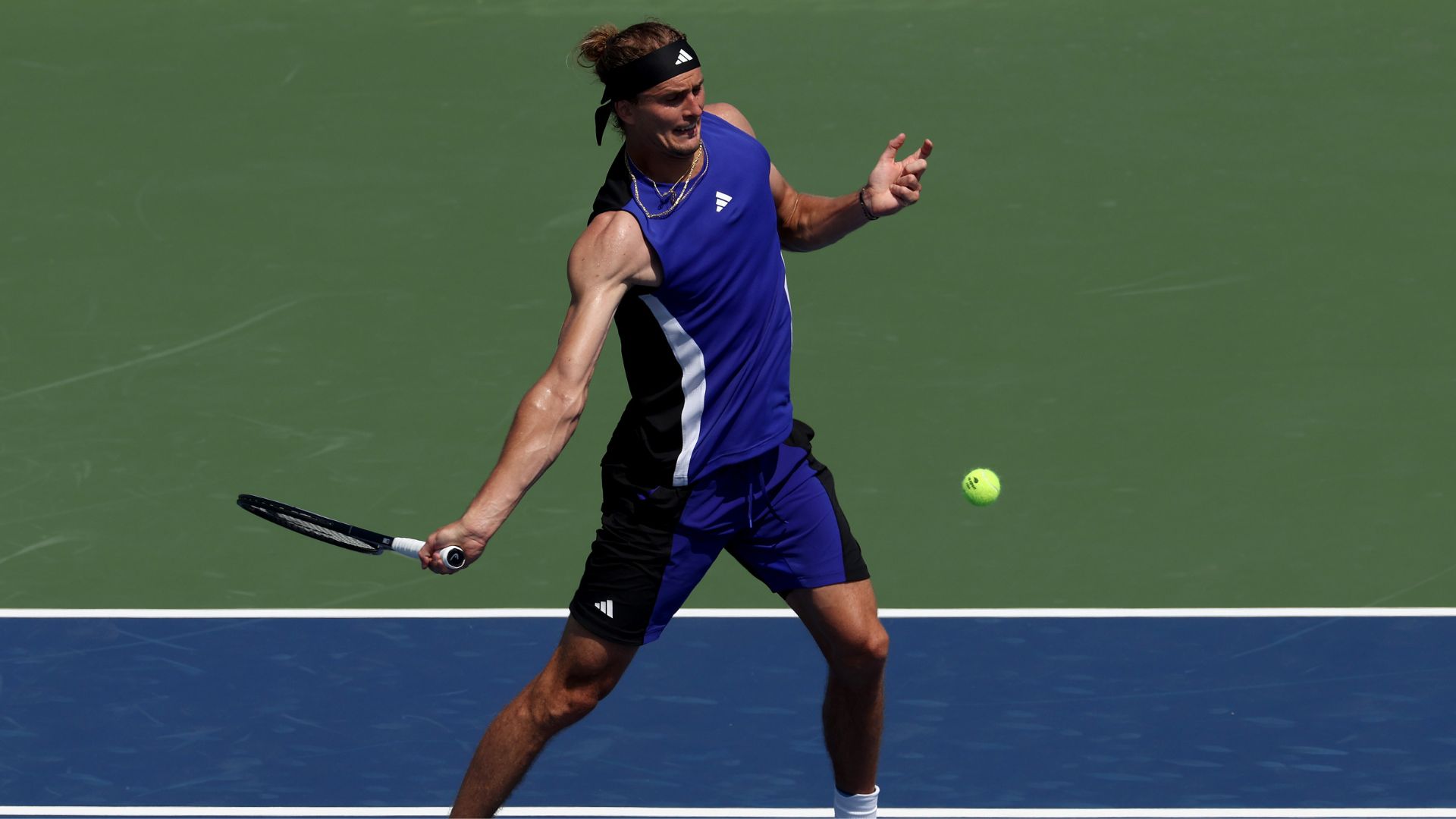 Zverev em ação na sua estreia no US Open (Crédito: Getty Images)